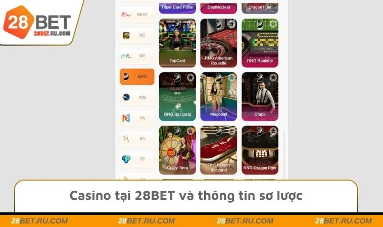 Casino tại 28BET và thông tin sơ lược