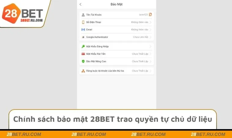 Chính sách bảo mật 28BET trao quyền tự chủ dữ liệu