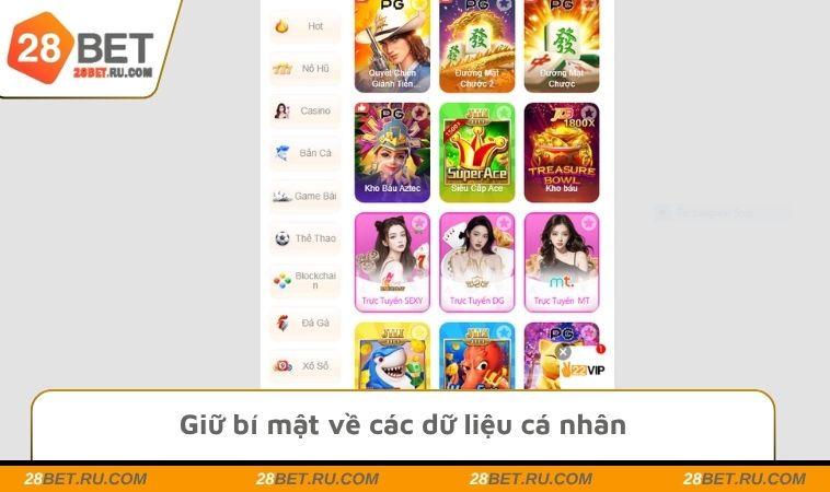 Giữ bí mật về các dữ liệu đăng nhập 28BET