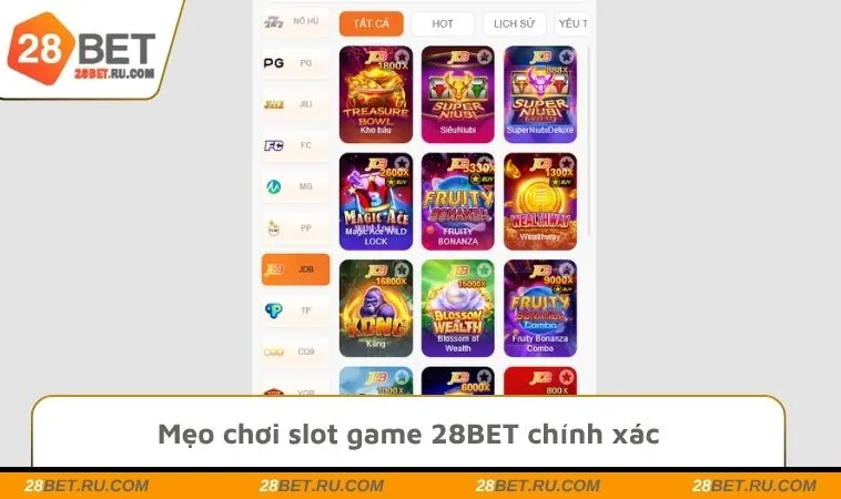 Mẹo chơi slot game 28BET chính xác
