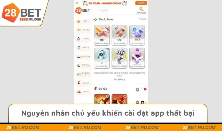 Nguyên nhân chủ yếu khiến cài đặt app thất bại