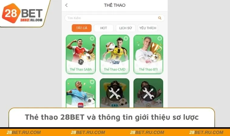 Thẻ thao 28BET và thông tin giới thiệu sơ lược